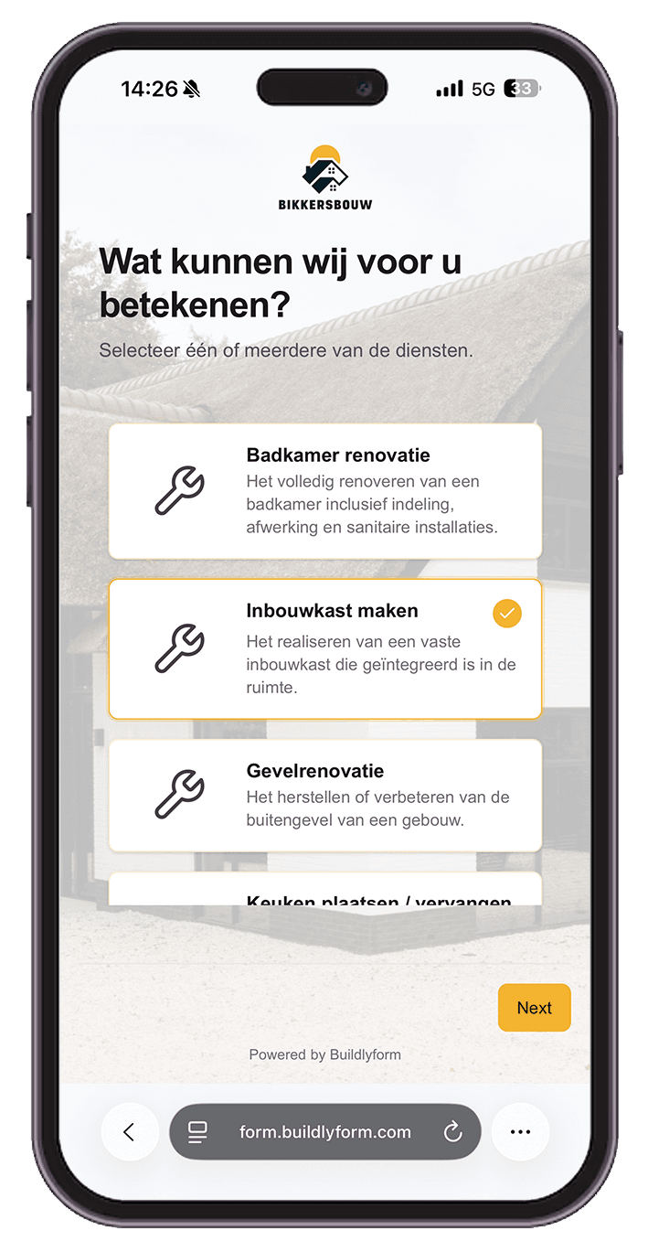 Buildlyform form on iPhone